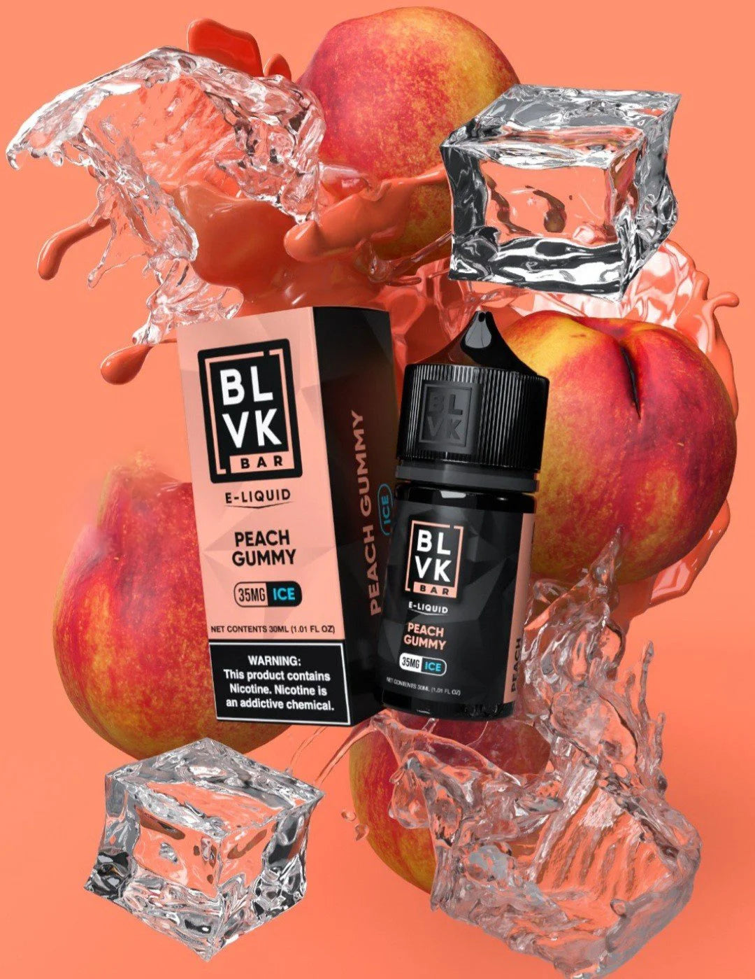 Peach Gummy Ice - BLVK Bar Salt | 30ml Vape Juice | 35MG 50MG | Vape Paradise