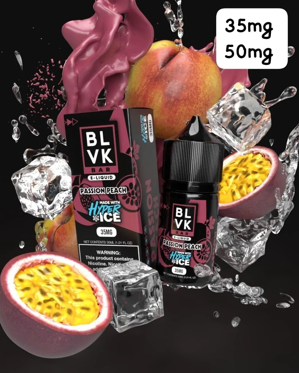 Passion Peach Hyper Ice - BLVK Bar Sal | 30ML Vape Juice | 35MG 50MG | Vape Paradise