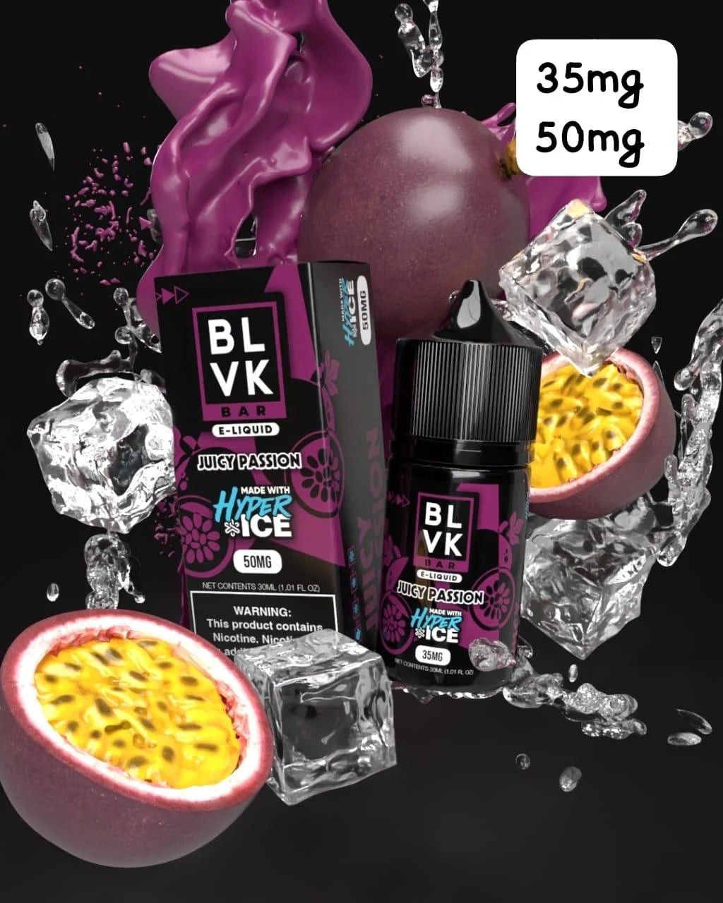 Juicy Passion Hyper Ice - BLVK Bar Salt | 30ML Vape Juice | 35MG 50MG | Vape Paradise