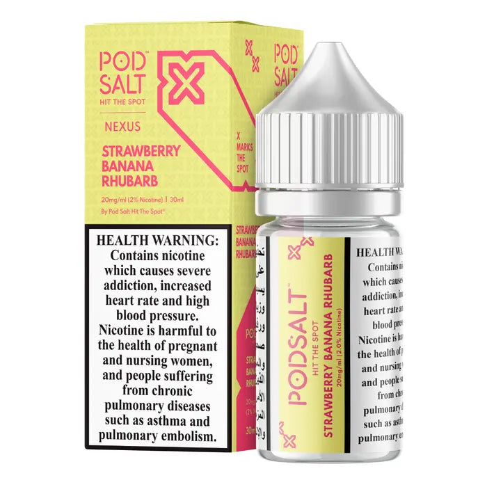 Strawberry Banana Rhubarb - Pod Salt Nexus | 30ML Vape Juice | 20MG, 25MG, 50MG | Vape Paradise